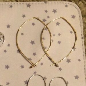 Gold hammered wire hoops - large
